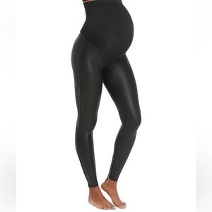 Spanx mama maternity faux leather leggings size large EUC